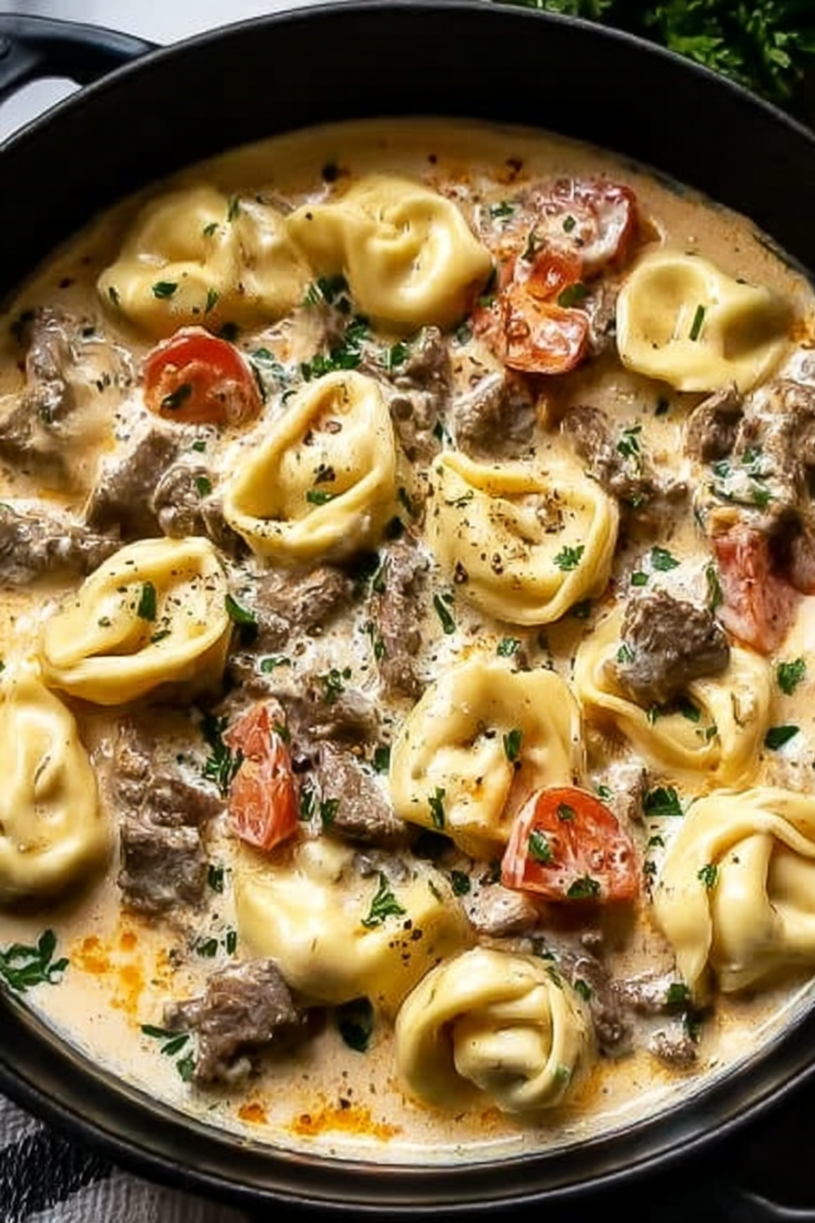 Cheesesteak Tortellini in Creamy Provolone Sauce image 2