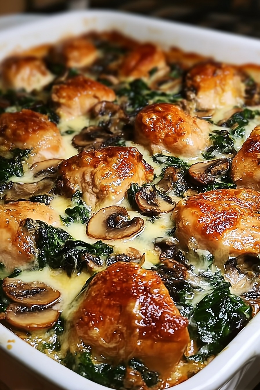 Chicken, Spinach, and Mushroom Low Carb Oven Dish image 2