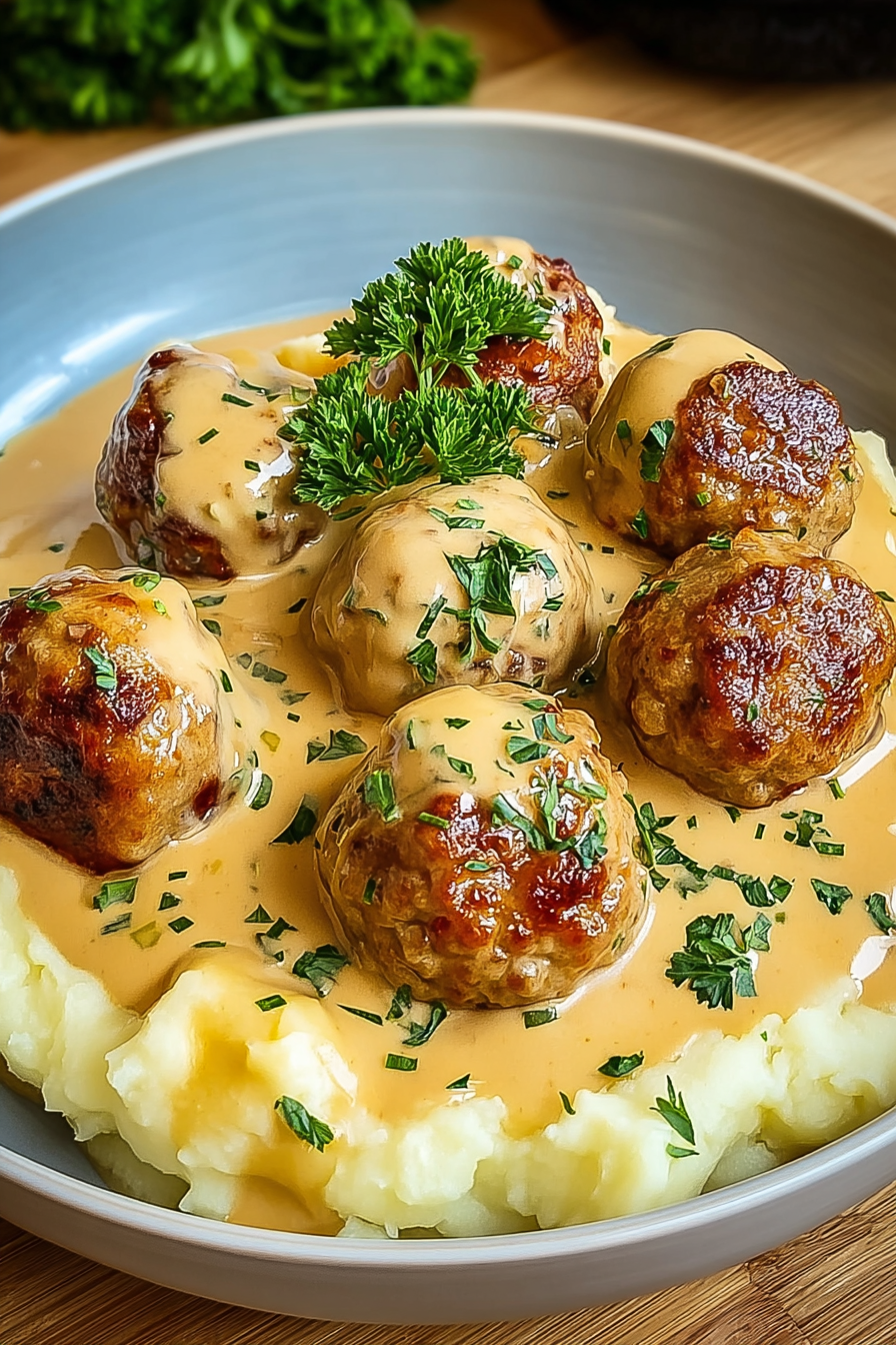Meatballs in a creamy sauce with mashed potatoes – a hearty treat for the whole family image 2