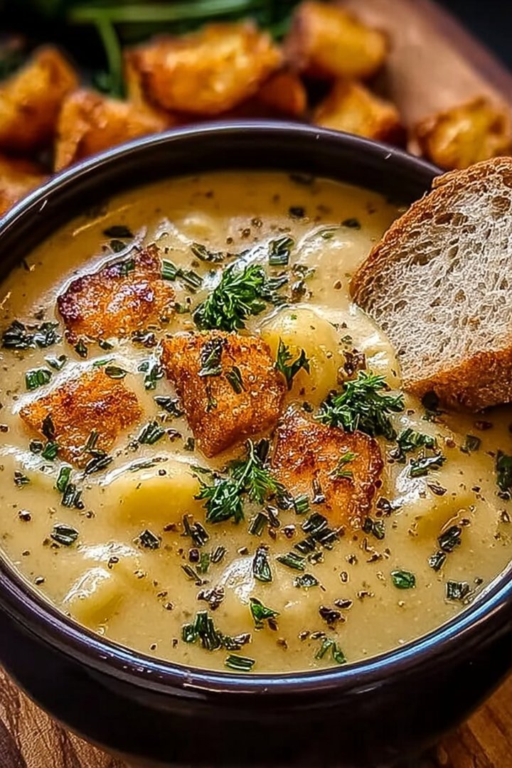 Hearty Cheddar Garlic Herb Potato Soup Recipe image 2