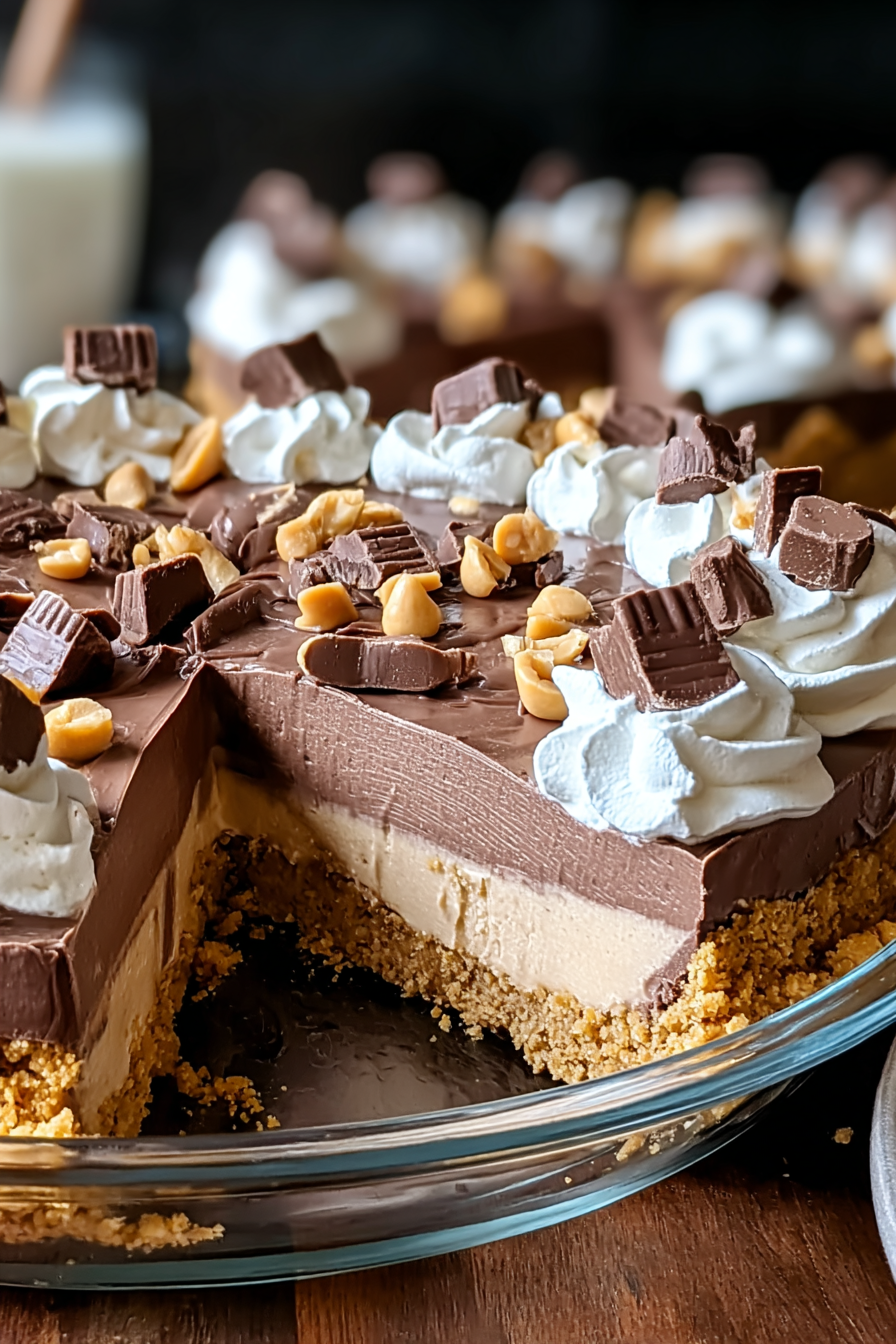 No-Bake Cream Cheese Peanut Butter Pie with Chocolate Whipped Cream image 2