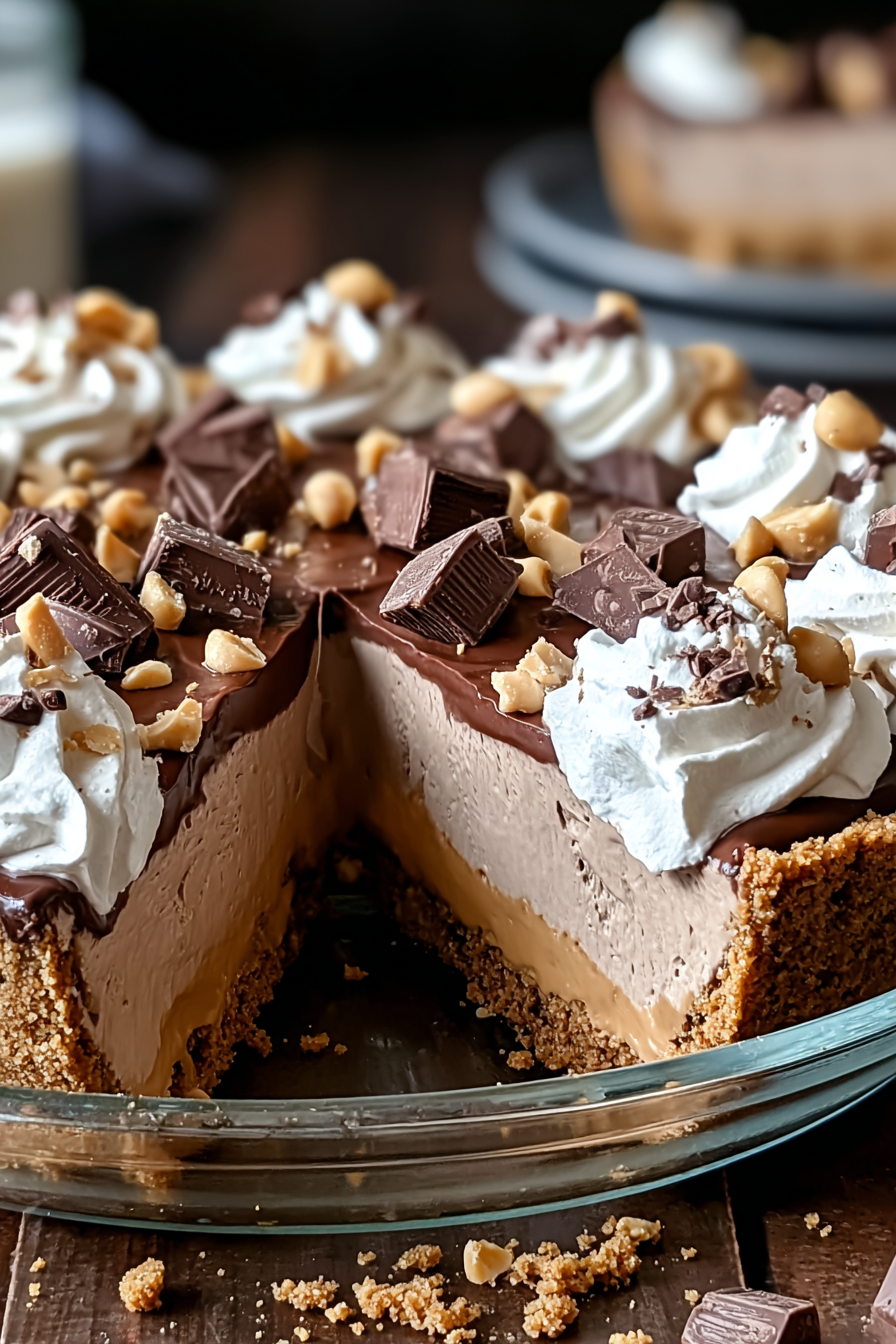 No-Bake Cream Cheese Peanut Butter Pie with Chocolate Whipped Cream image 2