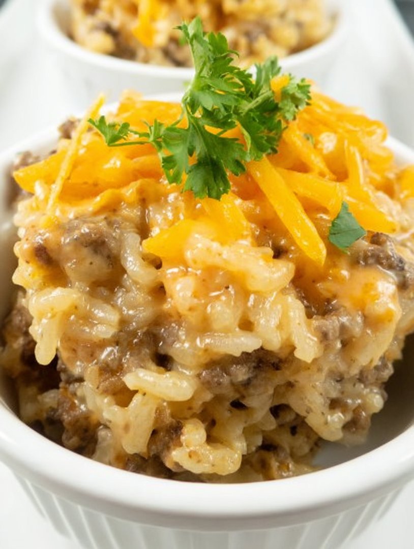 chicken hamburger rice hot dish image 2