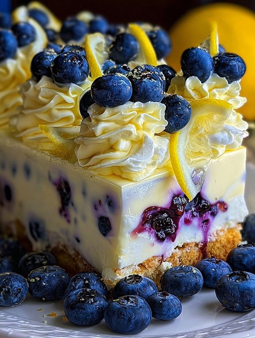 No-Bake Lemon Dazzling Blueberry Cream Cake image 2
