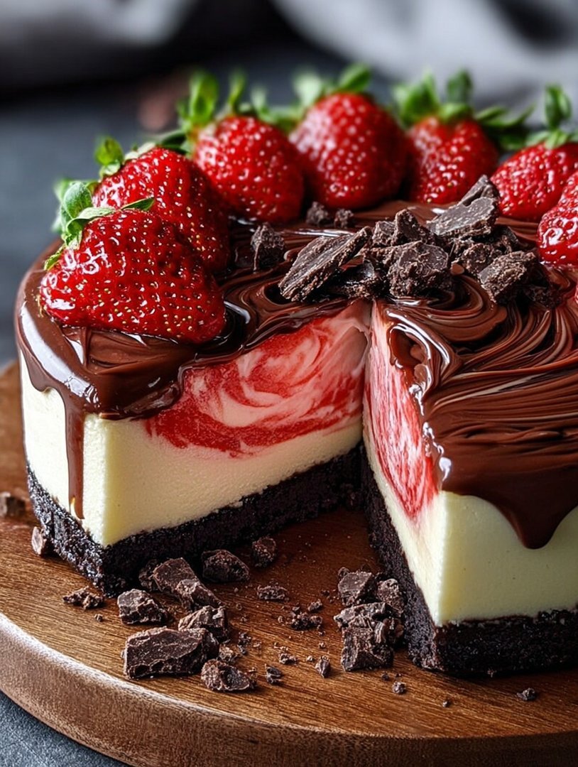 Chocolate Strawberry Swirl Cheesecake image 2