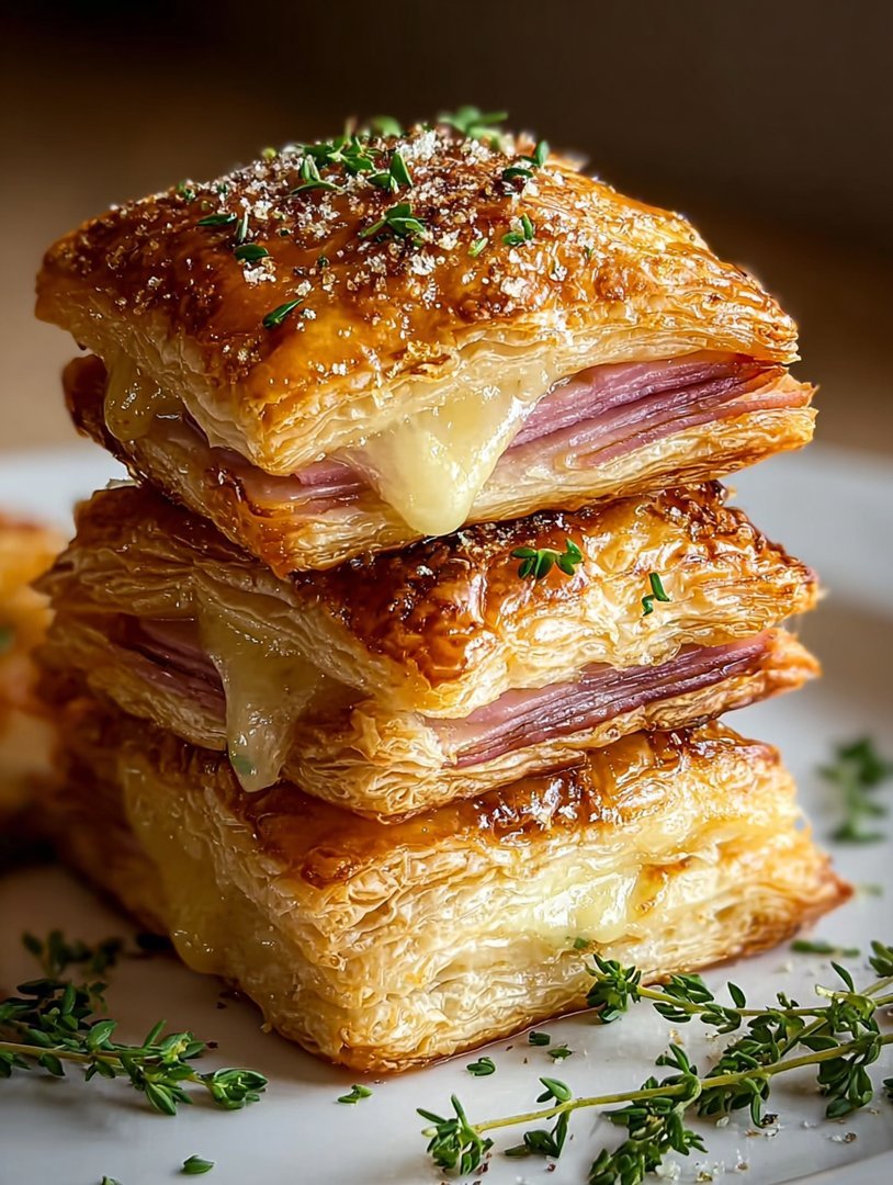 Crispy turkey smoked turkey & Cheese Puff Pastry Stacks image 2