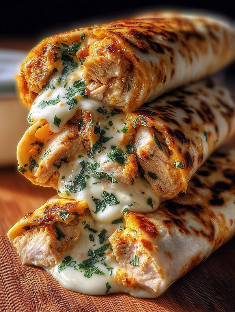 Ooey-Gooey Cheesy Garlic Chicken Wraps image 2